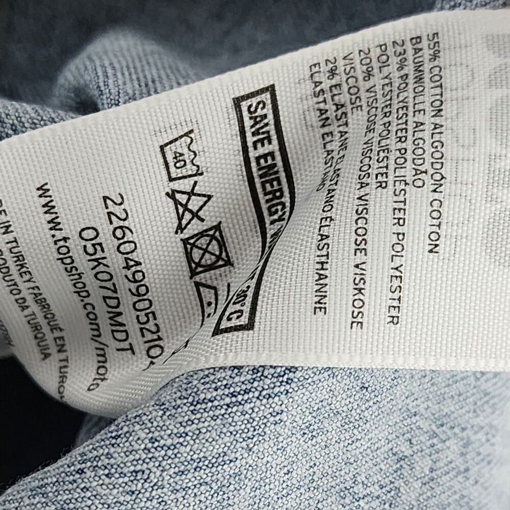 Topshop Moto Stretch Denim Mini Skirt Bodycon Light Acid Wash Size 28 US 6 UK 10 - Picture 5 of 7